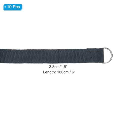 PATIKIL Yoga Strap for Stretching, Cotton Yoga Belt with Adjustable Metal D-Ring Buckle Stretch Band for Fitness Pilates - color: Dark Grey
