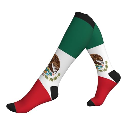 Compression Socks Knee High Circulation Support Socks For Women Men Athletic Running Work Hiking Cycling Travel - color: Mexico Flag