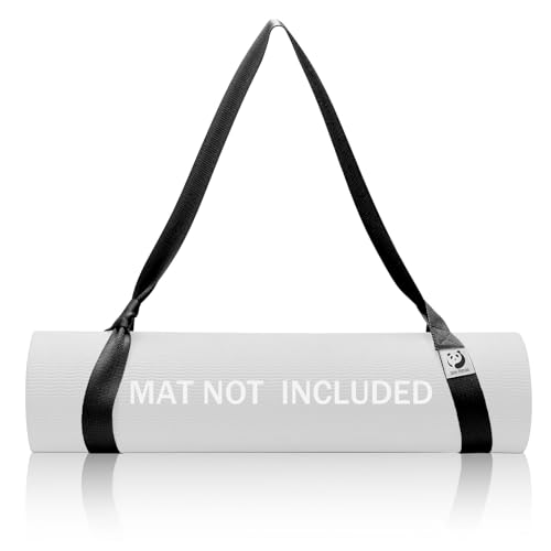 Slim Panda Yoga Mat Strap, Adjustable Soft Cotton Carrier - color: Black, size: 90 inches