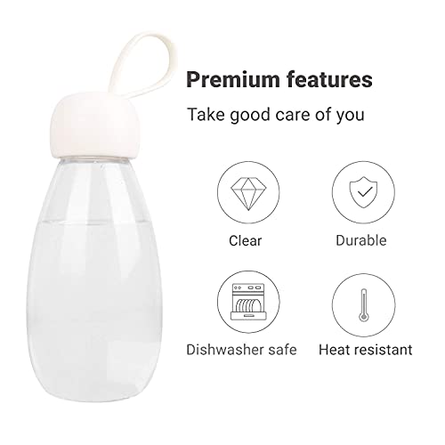 emoi BPA Free Water Bottle, 12oz/360ml Cute Water Bottle with Carrying Strap, Ideal for Kids Boys Girls Students Women Healthy Hydration-White - color: White Cap, size: 12 Ounces