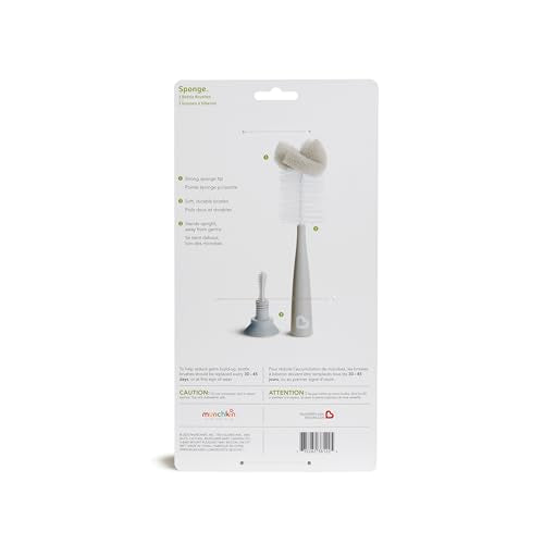 Munchkin Sponge Bottle Brush, Grey/Sage, 2 Count (Pack of 1) - style: Bottle Brush, Grey/Sage