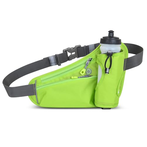 Waterproof Running Waist Bag Cycling Bumbags with Water Bottle Holder Travel Walking Dog Climbing Hiking Outdoor Sport Waist Bag with Reflective Strips(Green) - color: Green