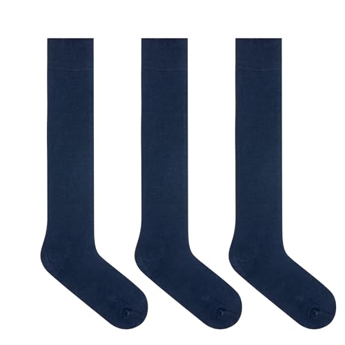 3 Pairs Men's Knee-High Dress Socks - color: Navy - 3 Pairs, size: 7-12 Tall