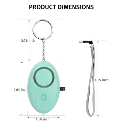 2-Pack Personal Safety Alarm Keychain (Black+Green) - color: Black+Green