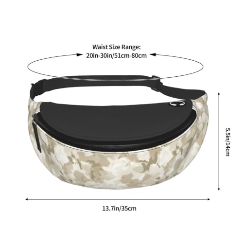 Dujiea Fanny Pack, Desert Camouflage Waist Bag With Headphone Hole Belt Bag Adjustable Sling Pocket Fashion Hip Bum Bag For Women Men Kids Outdoors Casual Travelling Hiking Cycling - color: Desert Camouflage