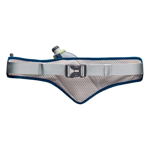 Nathan Peak Running Hydration Waist Pack Belt w/ Speed Draw Flask Water Bottle, 18oz/535 ml Push/Pull Race Cap, Expandable Zippered Stretch Pocket - color: Vapor Grey