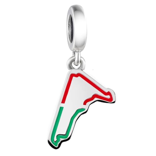 F1&Famous Race Racetrack Charm for Bracelet Necklaces, S925 Sterling Silver Charms, UK Brazil Spain Race Track Charms Jewelry Racing Souvenirs Gift - color: Race Racetrack Q3908