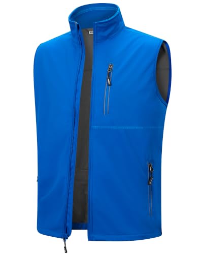 Outdoor Ventures Men's Running Golf Vest Outerwear Lightweight Windproof - color: Bright Blue, size: Large