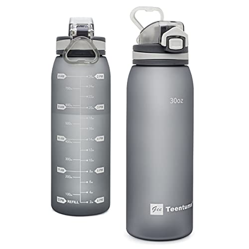 30oz Tritan Water Bottle with Time Marker, 1-Pack, Silver Gray - color: Silver Gray
