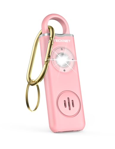 TECKNET Rechargeable Personal Safety Alarm for Women, 130dB Self Defense Keychain Alarm with SOS Strobe Light, Low Battery Notice, Loud Siren Safety Keychain for Girls Kids Elderly - Pink - color: Pink