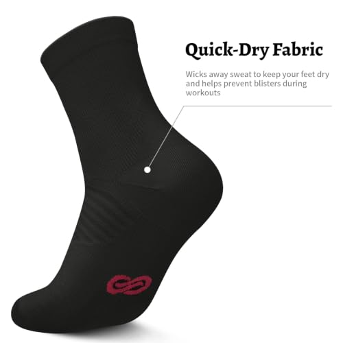 Compression Running Ankle Socks Men & Women 6 Pairs Quarter Cycling Socks - color: Black, size: Large-X-Large