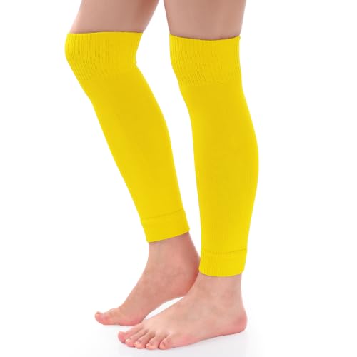 phnydreg 3 Pairs Leg Sleeve Shin Pre Cut Socks for Kids Youth Men Women Soccer Running Cycling - color: Yellow