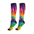 Tie Dye Compression Socks Knee High Support Socks For Women Men Running Athletic Hiking - color: Tie Dye