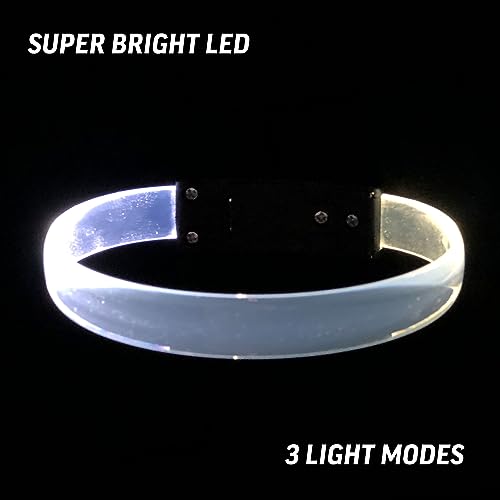 4 Magic Band Pack | Glow in The Dark | Flashing Light up for Concerts | Running Lights for Runners | Glow in The Dark Bracelets | Led Bracelet - color: White
