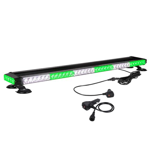 WOWTOU Rooftop Safety Flashing LED Green White Emergency Strobe Light Bar - color: Green / White