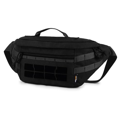 Mardingtop Tactical Fanny Pack for Men Military Crossbody Waist Belt Hip Bag for Outdoor Travel,Hiking,Running,Walking,Fishing,EDC - color: Black