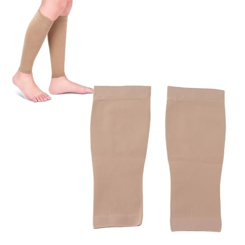 Compression Socks, 20-30mmHg Calf Compression Sleeves, Footless Compressed Socks for Varicose Veins, Shin Splints, Edema Recovery Maternity, Cycling Running Travel, Women & Men - color: Beige, size: XL