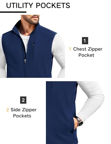 COOFANDY Mens Lightweight Golf Softshell Vests Windproof Sleeveless Jacket - color: Dark Blue, size: 3X-Large