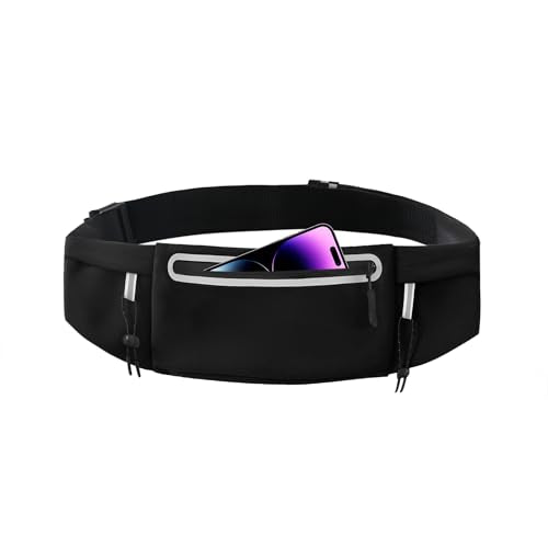 Running Belt Fanny Pack: 3 Pocket Waist Bag for Men Women Workout Exercise Fitness Phone Holder Fits All Phones with Bib Clip, Black - color: Black