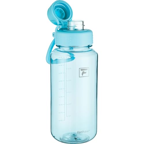 Fanhaw 32oz Clear Plastic Water Bottle with Fast-Flow Lid, Baby Blue - color: Baby Blue
