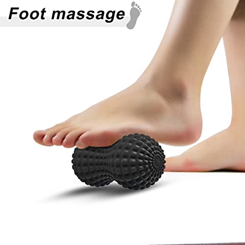 SELEWARE Peanut Massage Ball, Double Lacrosse Roller for Muscle Relief - color: Black