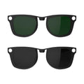 HIBLOKS 2Pcs Polarized Clip for Ray-Ban Meta Wayfarer (RW4006/RW4012 50-22) - size: Standard, Black+Green, Matte Black Frame