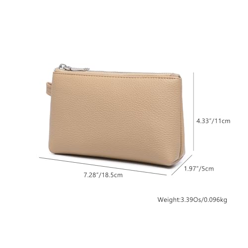 Small Makeup Bag for Purse, Leather Cosmetic (Sandy) - color: PU/Sandy