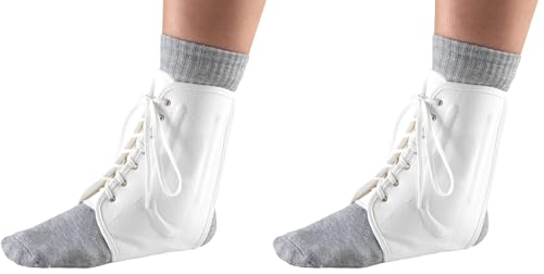 OTC Ankle Brace, Canvas Lace-Up, Semi-Rigid Spiral Stays (Pack of 2) - size: Medium (Pack of 2)