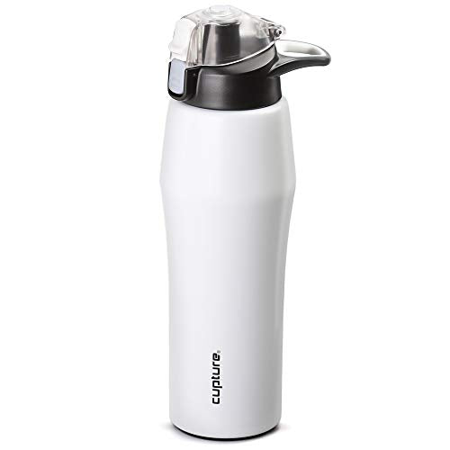 Cupture Action Bottle with Handle - Stainless Steel Vacuum-Insulated, 22 oz - color: White