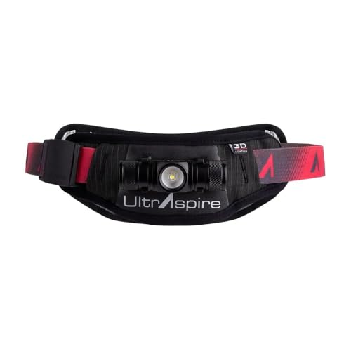 Ultraspire Lumen Collection Waist Light Belt | Lightweight & Water Resistant - 600 5.0, Black/Red