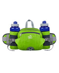 WATERFLY Fanny Pack Waist Bag: Fannie Pack 2 Water Bottle Holders Lumbar Belt Hiking Walking Running Jogging Camping Large Woman Man (Bottle Not Included) - color: Fluorescent Green
