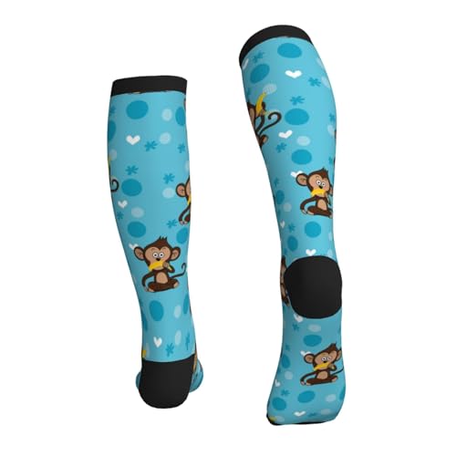 Compression Socks Circulation 15-20 Mmhg Knee High - color: Cute Monkey Banana