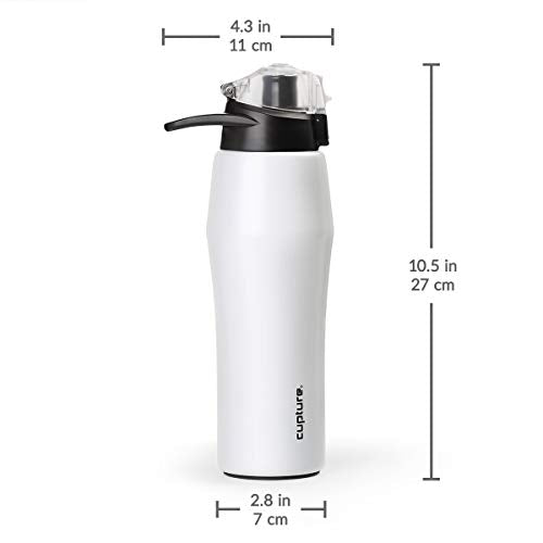 Cupture Action Bottle with Handle - Stainless Steel Vacuum-Insulated, 22 oz - color: White