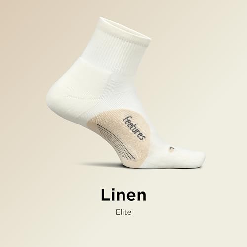 Feetures Elite Light Cushion Quarter Sock - color: Linen (1 Pair ), size: Medium