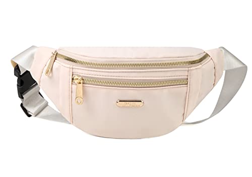 Fanny Packs Waist Pack for Women, Fashion Waist Bag with Adjustable Strap for Travel Sports Running - color: beige