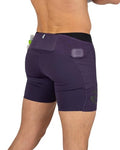 FlipBelt Men's Running Compression Shorts with Built-in Running Belt - color: Elite Twilight Purple, size: Small