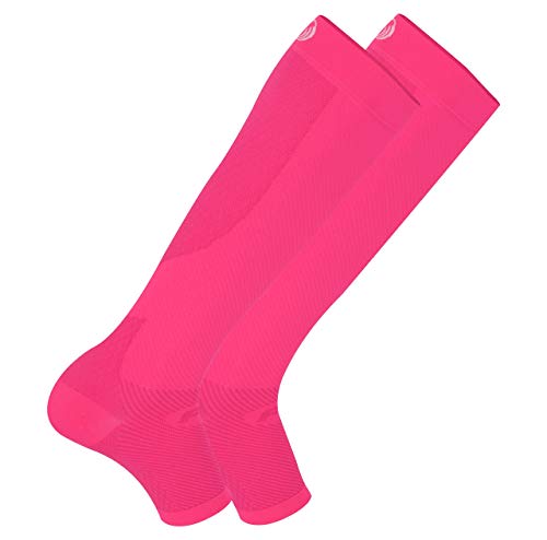 OS1st FS6+ Performance Foot/Calf Sleeves for Plantar Fasciitis pain relief, heel pain, shin splints and arch support (Pink Fusion, Small) - color: Pink