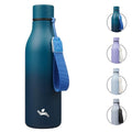 Konokyo 18 oz Insulated Stainless Steel Metal Water Bottle with Strap - color: Indigo Black, size: 18 Ounces