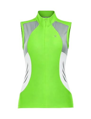 Little Donkey Andy Women's Half Zip Breathable Cycling Vests Reflective Sleeveless Jerseys Shirts Running 4 Rear Pockets - color: A01.fluorescent Yellow, size: Medium