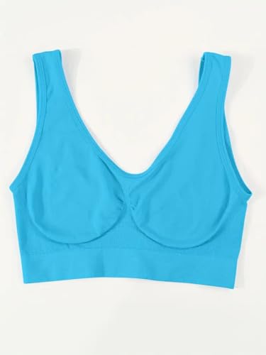 Boolavard Women's Seamless Sports Style Bra Crop Top Vest Stretch Shapewear - color: Aqua, size: 3X-Large