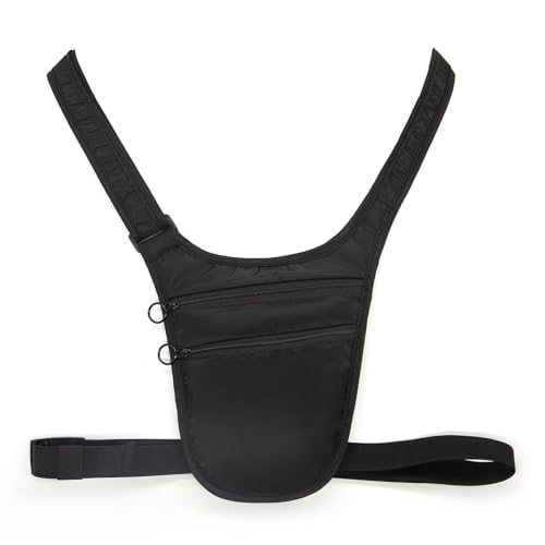 Long Keeper Money Belt for Travel Anti-Theft Crossbody Passport Holder for Women Men Hidden Slim Neck Wallet Under Clothes (Black)