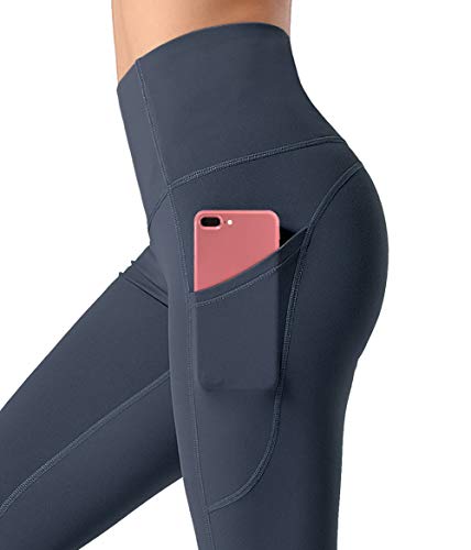Dragon Fit Women's High Waisted Yoga Leggings 3 Pockets Workout Pants - color: Capri29-ink Blue, size: Small