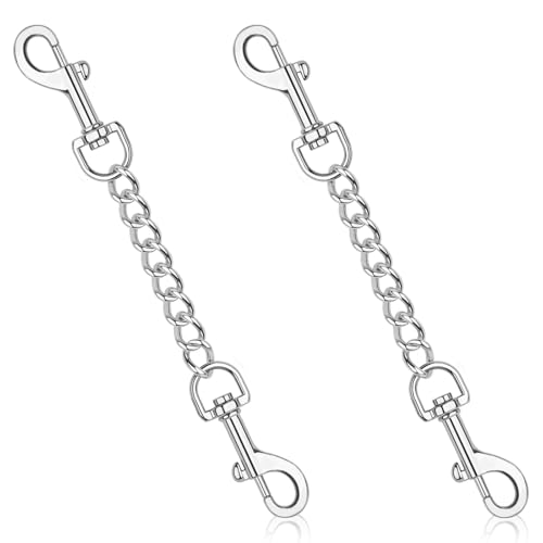 YUEPET 2 Pack 8.3 in Dog Collar Safety Clips, Stainless Steel Backup Clip - color: Stainless Steel*2