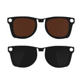 HIBLOKS 2Pcs Polarized Clip for Ray-Ban Meta Wayfarer (RW4008/RW4012 53-22) - size: Large, Black+Brown, Matte Black Frame