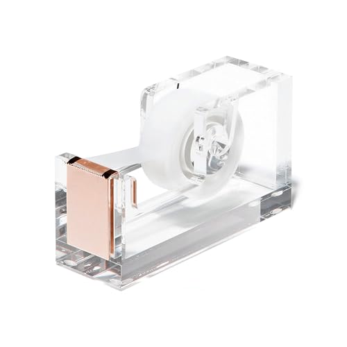 OfficeGoods Acrylic Tape Dispenser, Aesthetic and Compact Design, Rose Gold - color: Rose Gold