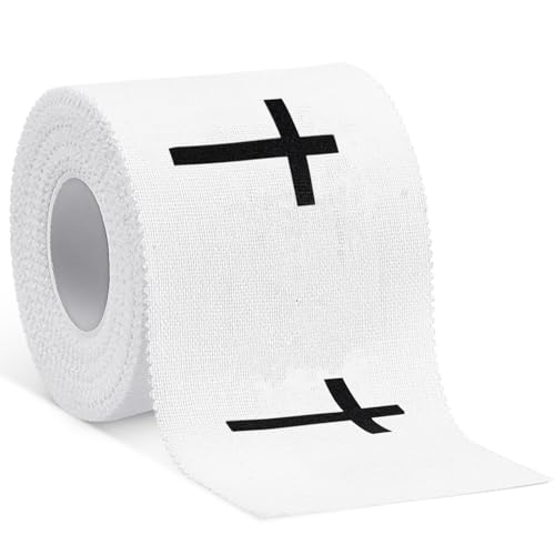 Geiserailie Christian Cross Athletic Tape Religious Sport Wrap,White - color: White and Black