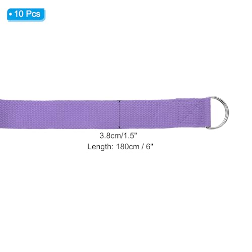 PATIKIL Yoga Strap for Stretching, Cotton Yoga Belt with Adjustable Metal D-Ring Buckle Stretch Band for Fitness Pilates - color: Light Purple