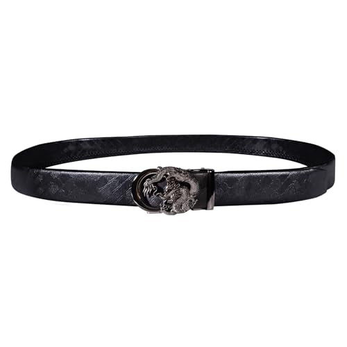 Dubulle Ratchet Belt for Men Leather Adjustable Designer Fashion Buckle - color: Black Dragon, size: Adjustable Fit 35" to 45" Waist