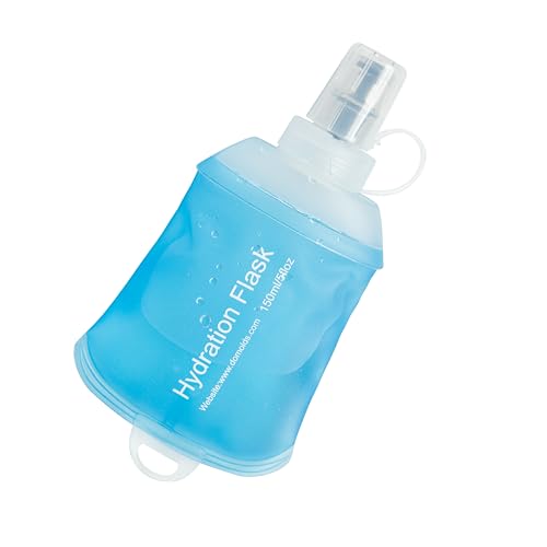 CLINTT 150ml Soft Flask, Foldable Running Water Bottle, TPU Folding Soft Water Flask, BPA-Free Collapsible Flask for Hydration Pack Running Vest, Cycling, Climbing, Hiking - 1Pcs, Blue - color: 150ml blue