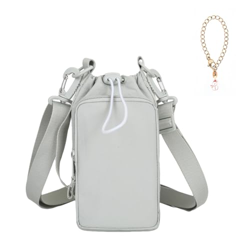 Water Bottle Holder with Phone Pocket for 40/32 oz,Water Bottle Holder/Sleeve with Adjustable Shoulder Strap and Charm. - color: Light Green